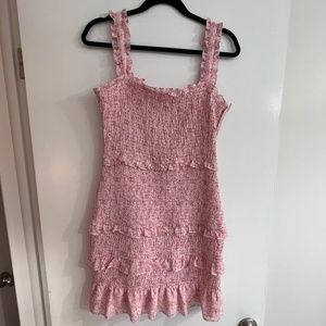 Parker Laurel Mini Wildflower Floral Print Pattern Smocked Ruffle Mini Dress
